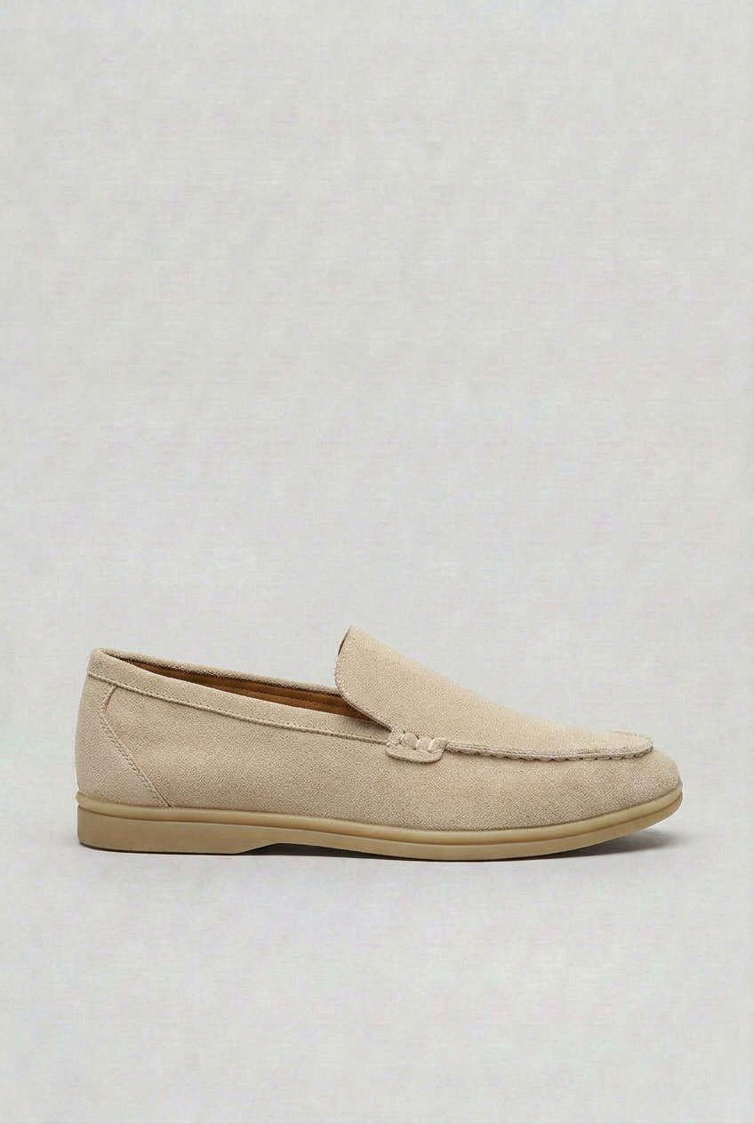 Suede Loafers Slip-On Round Toe Beige Men's – Casual, Office, Holiday, Gift · Werune