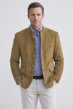 Suede Look Jacket Tan Stand Collar Men's – Casual, Office, Holiday, Gift · Werune