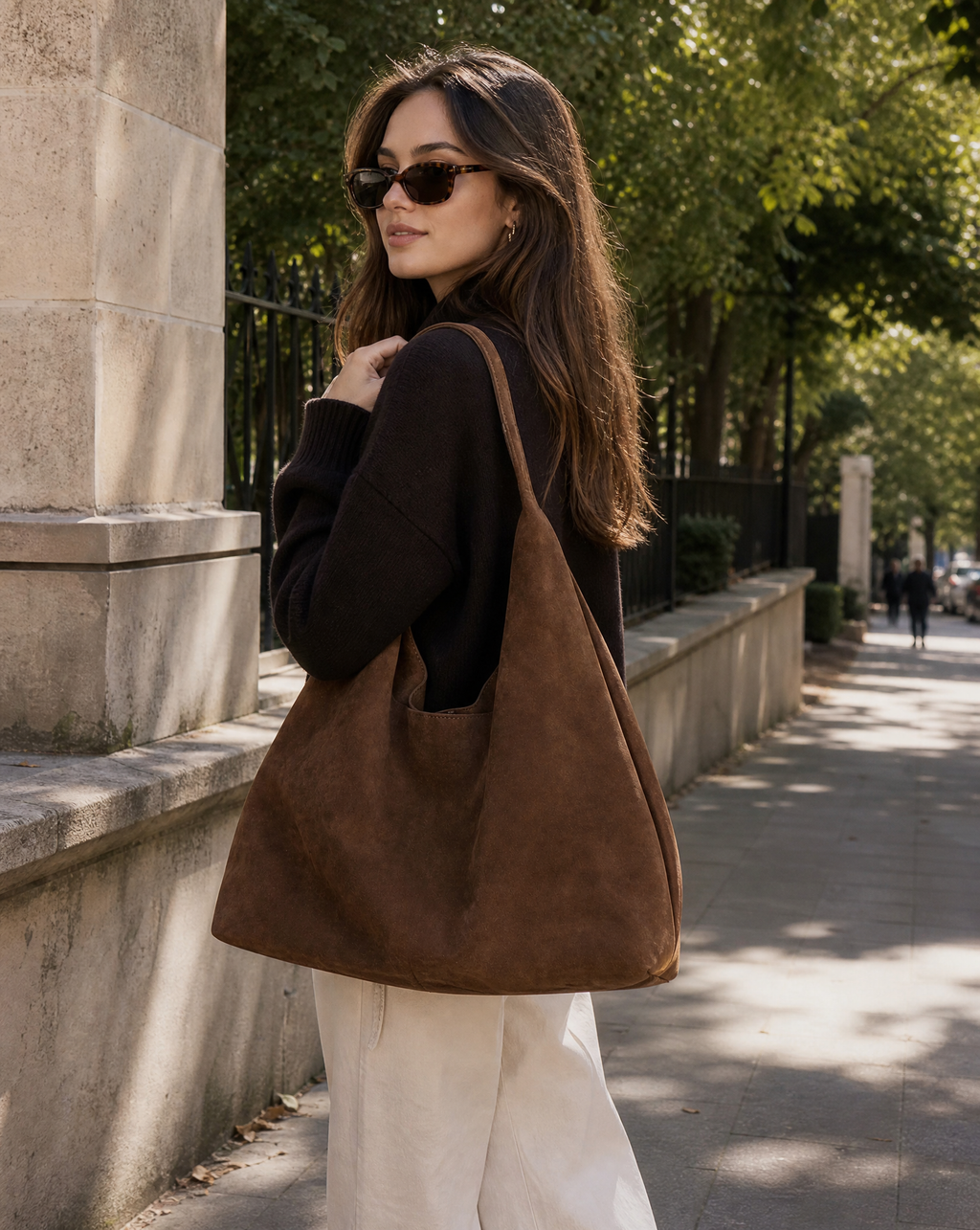 Suede Shoulder Tote Bag Brown Women's Slouchy Hobo Handbag – Casual, Office, Everyday, Gift
