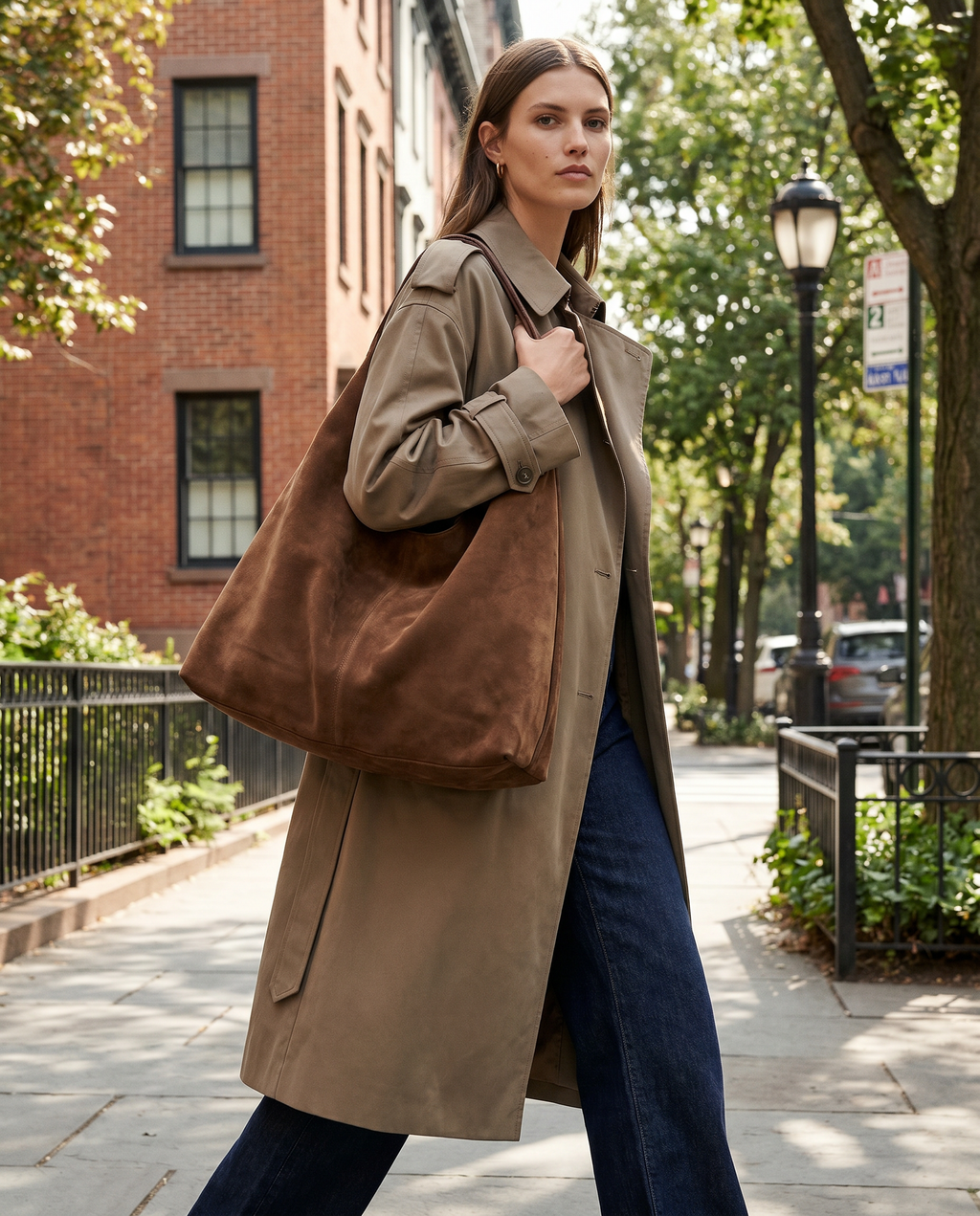 Suede Shoulder Tote Bag Brown Women's Slouchy Hobo Handbag – Casual, Office, Everyday, Gift