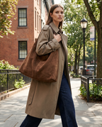 Suede Shoulder Tote Bag Brown Women's Slouchy Hobo Handbag – Casual, Office, Everyday, Gift