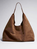 Suede Shoulder Tote Bag Brown Women's Slouchy Hobo Handbag – Casual, Office, Everyday, Gift