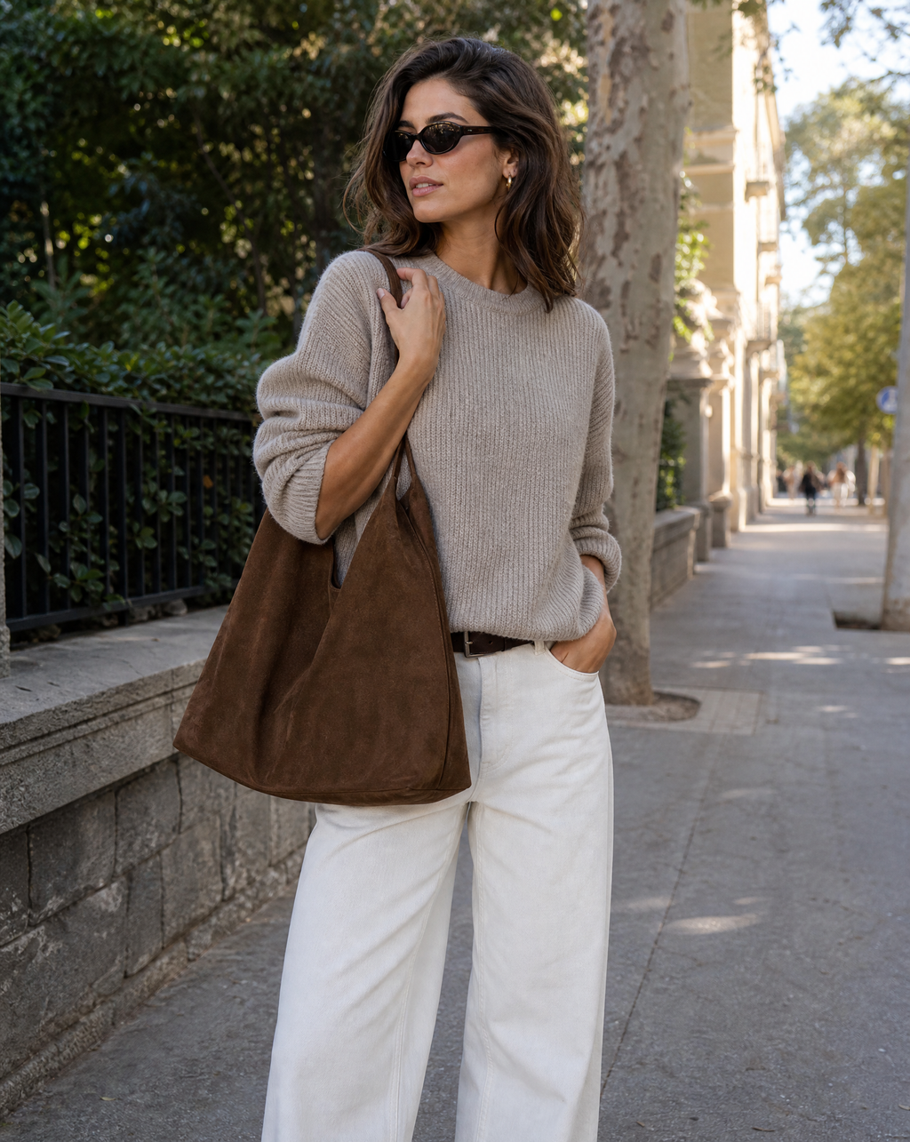 Suede Shoulder Tote Bag Brown Women's Slouchy Hobo Handbag – Casual, Office, Everyday, Gift