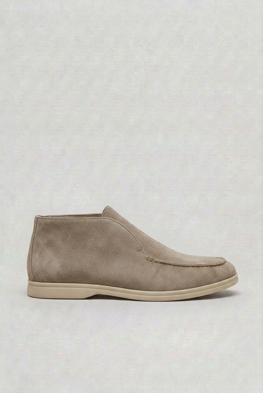 Suede Slip-On Loafers Men's Black Moc Toe Ankle Boots – Casual, Office, Everyday Comfort