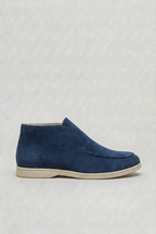 Suede Slip-On Loafers Men's Black Moc Toe Ankle Boots – Casual, Office, Everyday Comfort