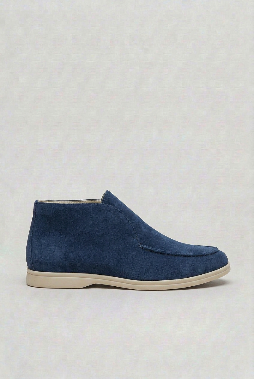 Suede Slip-On Loafers Men's Black Moc Toe Ankle Boots – Casual, Office, Everyday Comfort