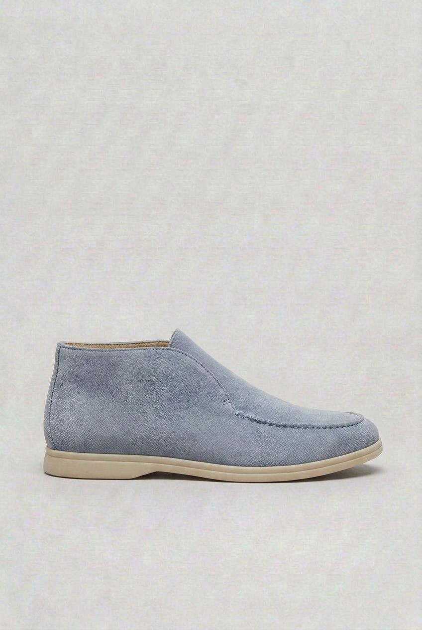 Suede Slip-On Loafers Men's Black Moc Toe Ankle Boots – Casual, Office, Everyday Comfort
