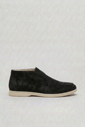 Suede Slip-On Loafers Men's Black Moc Toe Ankle Boots – Casual, Office, Everyday Comfort