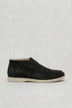 Suede Slip-On Loafers Men's Black Moc Toe Ankle Boots – Casual, Office, Everyday Comfort