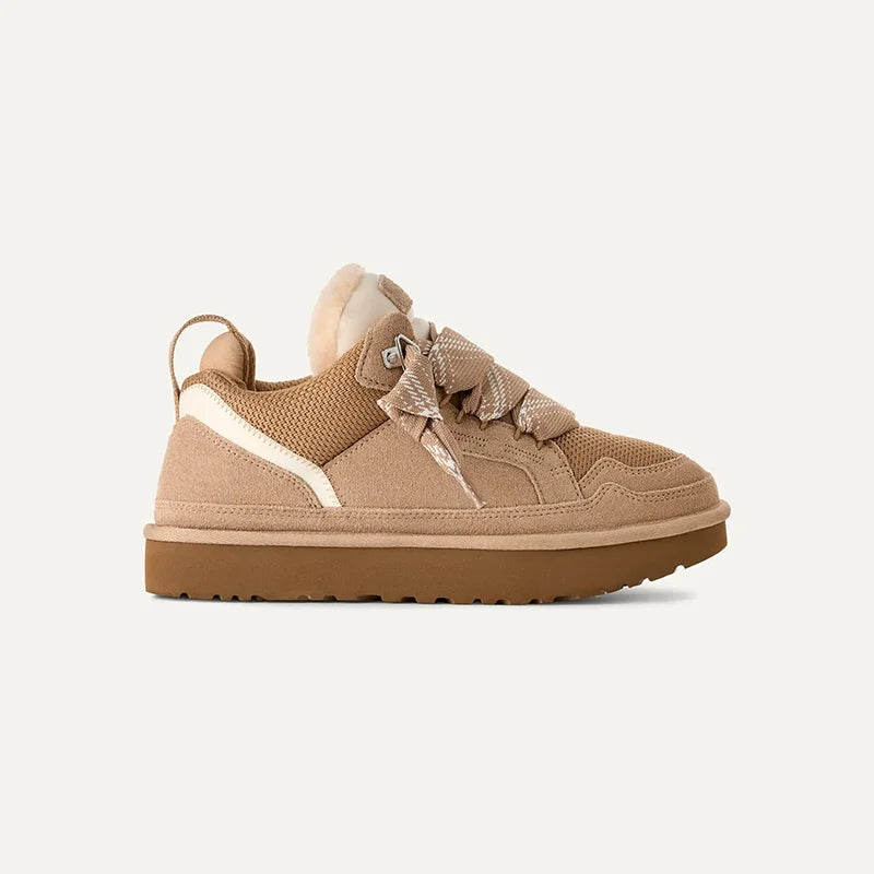 Suede Sneakers Women's Chestnut Platform Fleece-Lined Low-Top – Casual, Winter, Everyday Comfort