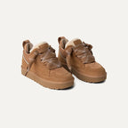 Suede Sneakers Women's Chestnut Platform Fleece-Lined Low-Top – Casual, Winter, Everyday Comfort