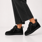 Suede Sneakers Women's Chestnut Platform Fleece-Lined Low-Top – Casual, Winter, Everyday Comfort