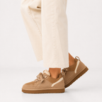 Suede Sneakers Women's Chestnut Platform Fleece-Lined Low-Top – Casual, Winter, Everyday Comfort