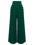 Suspender Trousers Black Wide-Leg High-Waist Women's Overalls – Casual, Office · Werune