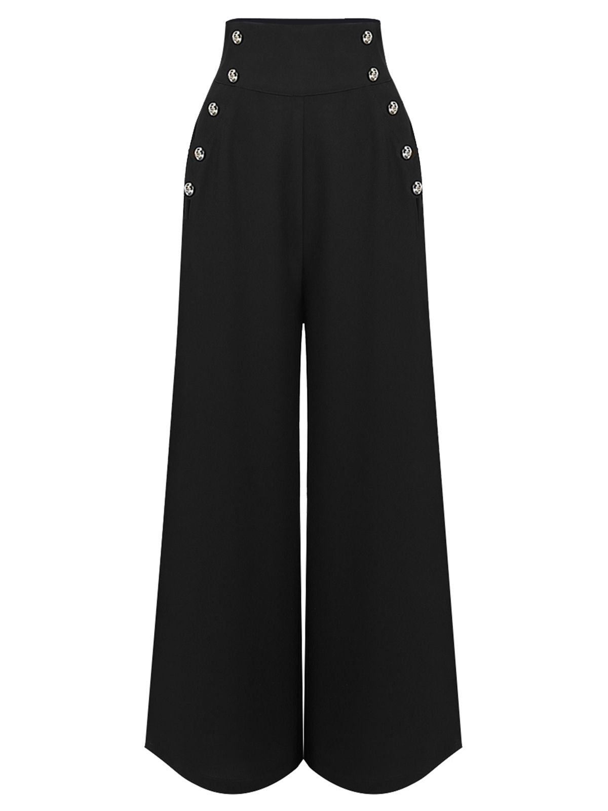 Suspender Trousers Black Wide-Leg High-Waist Women's Overalls – Casual, Office · Werune