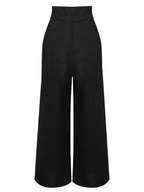Suspender Trousers Black Wide-Leg High-Waist Women's Overalls – Casual, Office · Werune
