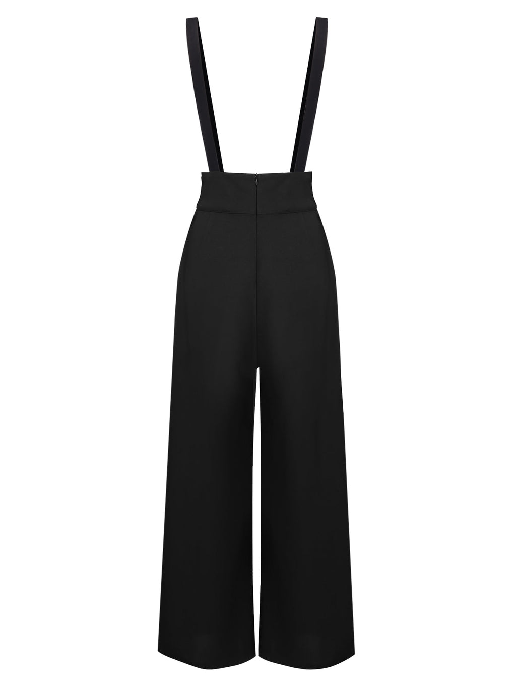 Suspender Trousers Black Wide-Leg High-Waist Women's Overalls – Casual, Office · Werune