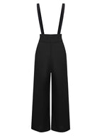 Suspender Trousers Black Wide-Leg High-Waist Women's Overalls – Casual, Office · Werune