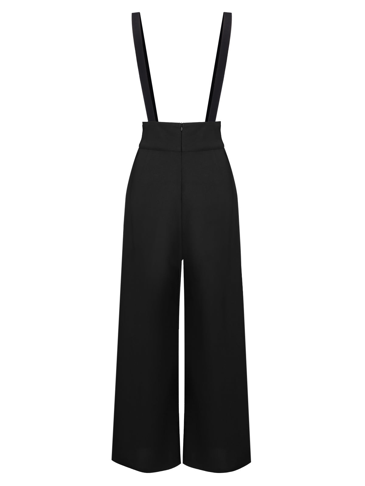 Suspender Trousers Black Wide-Leg High-Waist Women's Overalls – Casual, Office · Werune