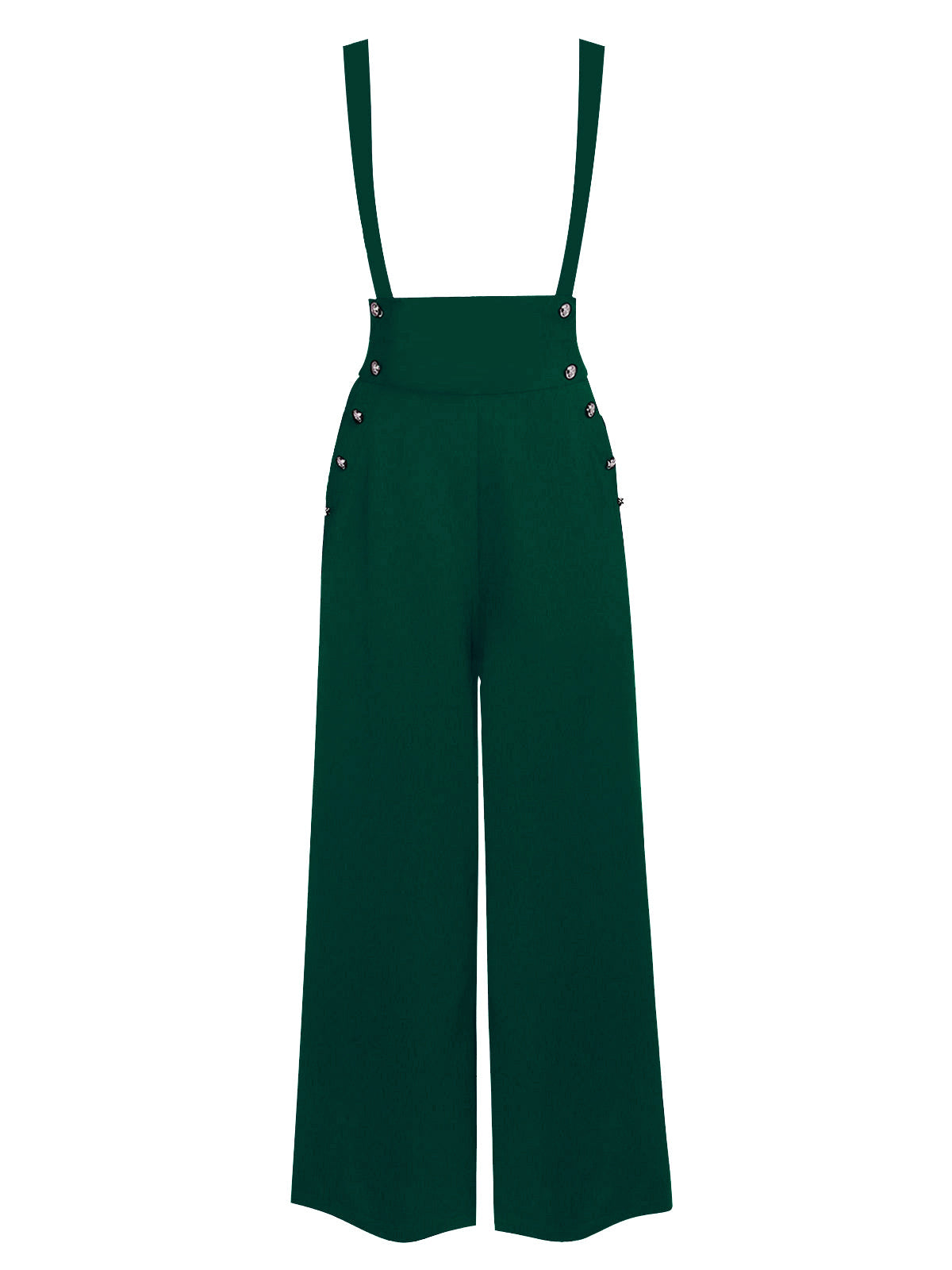 Suspender Trousers Black Wide-Leg High-Waist Women's Overalls – Casual, Office · Werune