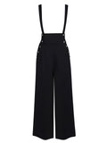 Suspender Trousers Black Wide-Leg High-Waist Women's Overalls – Casual, Office · Werune
