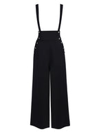 Suspender Trousers Black Wide-Leg High-Waist Women's Overalls – Casual, Office · Werune