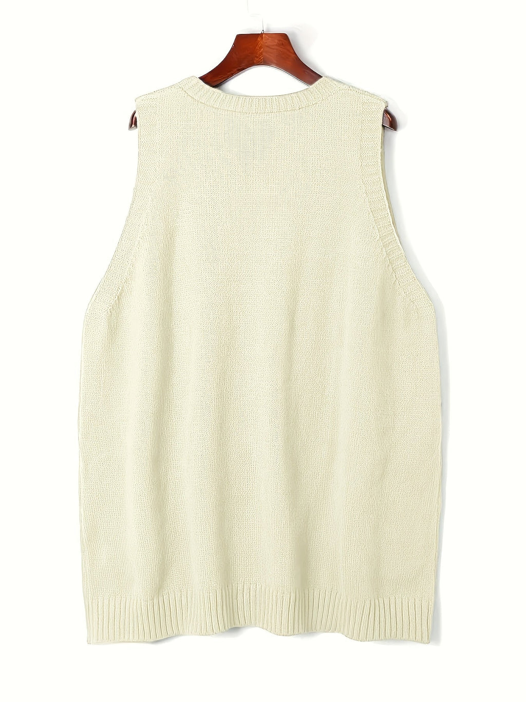 Sweater Vest Knit V-Neck Longline Women's with Pockets – Casual, Layering, Office, Gift