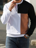 Sweatshirt Colour-Block Long Sleeve Men's Crew Neck – Casual, Everyday · Werune