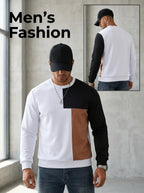 Sweatshirt Colour-Block Long Sleeve Men's Crew Neck – Casual, Everyday · Werune