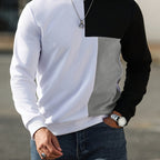 Sweatshirt Colour-Block Long Sleeve Men's Crew Neck – Casual, Everyday · Werune