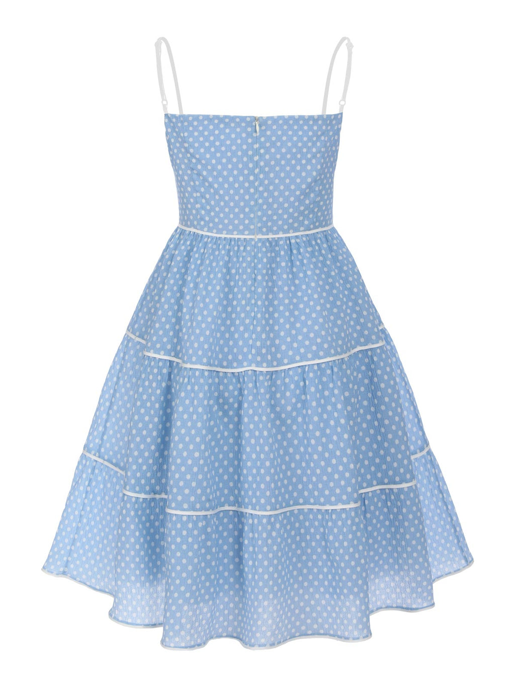 Swing Dress Blue Polka Dot Women's Tiered Spaghetti Strap – Casual, Holiday, Summer, Gift