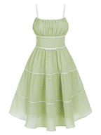 Swing Dress Blue Polka Dot Women's Tiered Spaghetti Strap – Casual, Holiday, Summer, Gift