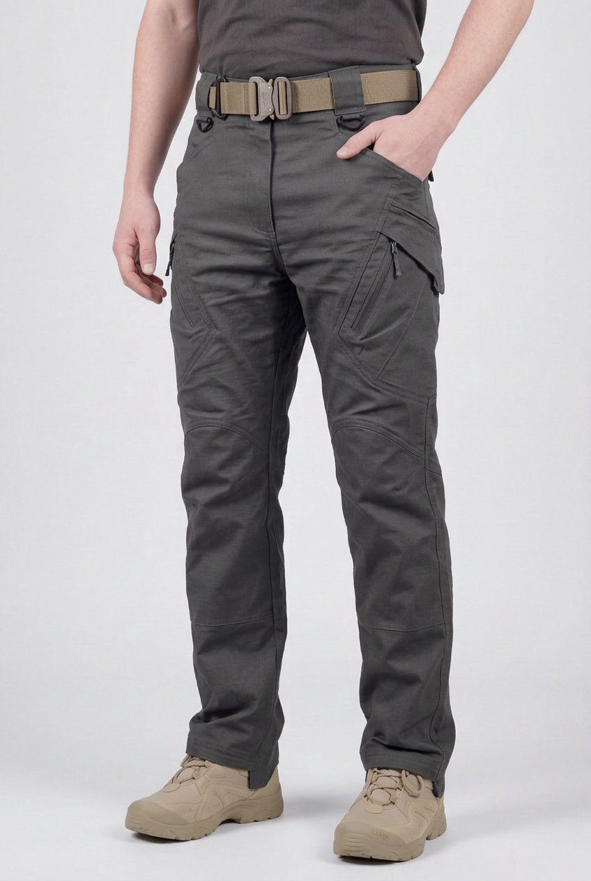 Tactical Cargo Trousers Grey Ripstop Men's Water-Resistant – Outdoor, Casual, Work, Hiking