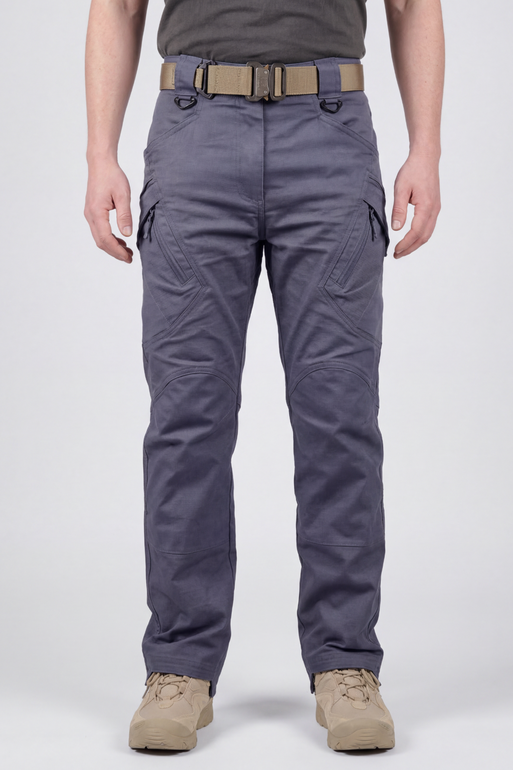 Tactical Cargo Trousers Grey Ripstop Men's Water-Resistant – Outdoor, Casual, Work, Hiking