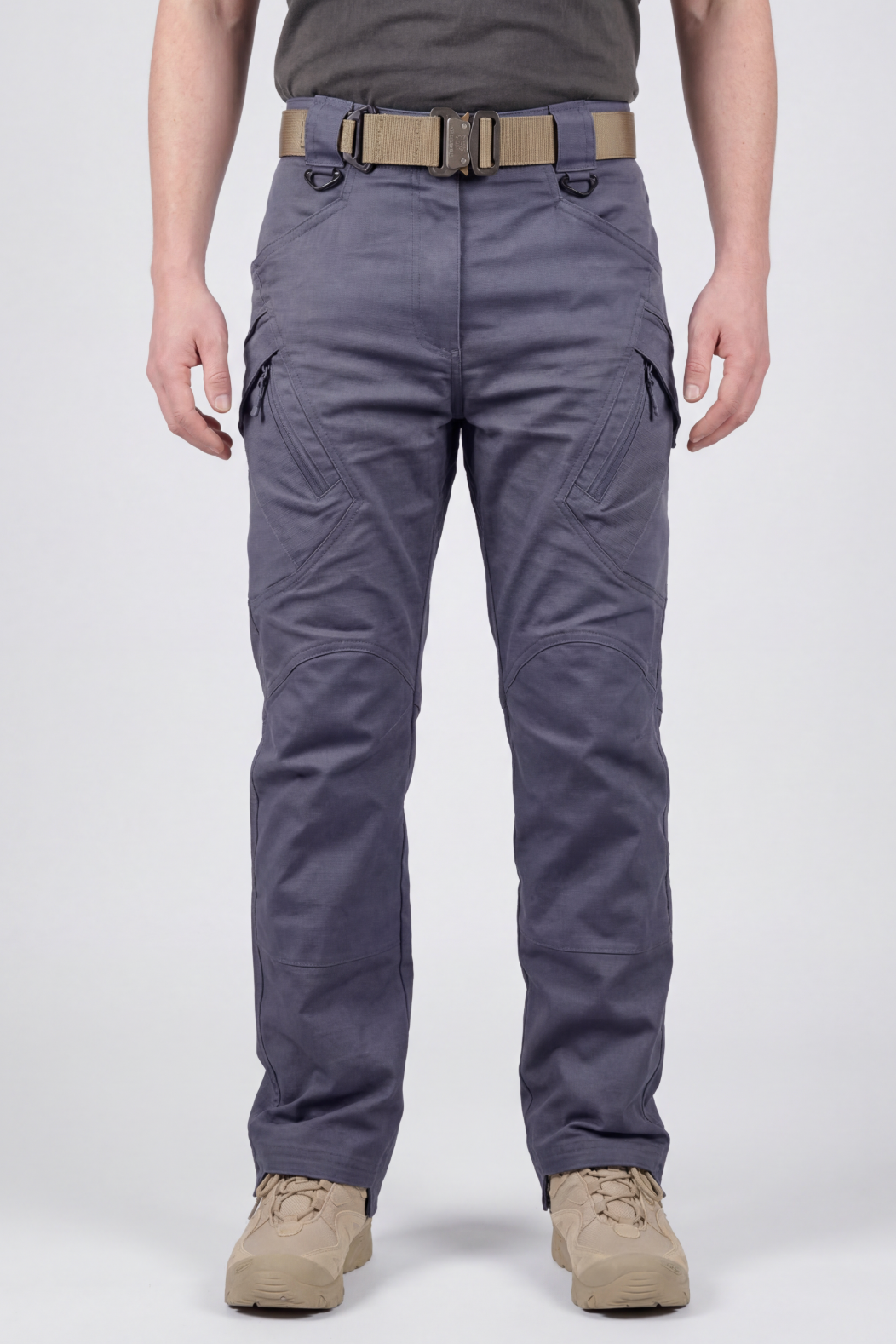 Tactical Cargo Trousers Grey Ripstop Men's Water-Resistant – Outdoor, Casual, Work, Hiking