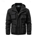 Tactical Hooded Jacket Men's Multi-Pocket Windproof Black – Outdoor, Hiking, Camping, Casual, Gift