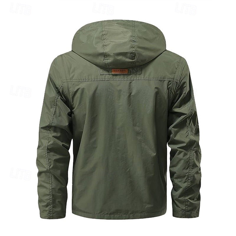 Tactical Hooded Jacket Men's Multi-Pocket Windproof Black – Outdoor, Hiking, Camping, Casual, Gift