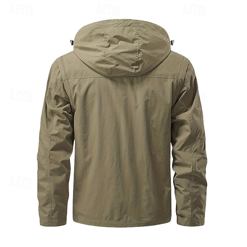 Tactical Hooded Jacket Men's Multi-Pocket Windproof Black – Outdoor, Hiking, Camping, Casual, Gift