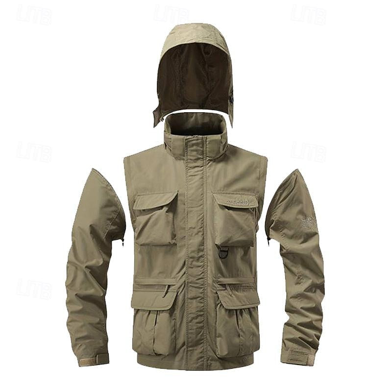 Tactical Hooded Jacket Men's Multi-Pocket Windproof Black – Outdoor, Hiking, Camping, Casual, Gift