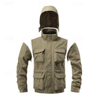 Tactical Hooded Jacket Men's Multi-Pocket Windproof Black – Outdoor, Hiking, Camping, Casual, Gift