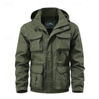 Tactical Hooded Jacket Men's Multi-Pocket Windproof Black – Outdoor, Hiking, Camping, Casual, Gift