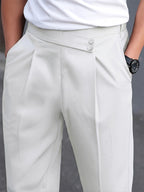 Tailored Pleated Trousers Black Men's Formal Dress Pants – Office, Casual, Wedding, Everyday Wear