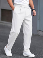 Tailored Pleated Trousers Black Men's Formal Dress Pants – Office, Casual, Wedding, Everyday Wear
