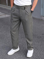 Tailored Pleated Trousers Black Men's Formal Dress Pants – Office, Casual, Wedding, Everyday Wear