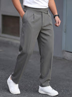 Tailored Pleated Trousers Black Men's Formal Dress Pants – Office, Casual, Wedding, Everyday Wear