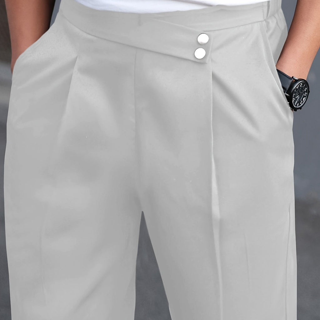 Tailored Pleated Trousers Black Men's Formal Dress Pants – Office, Casual, Wedding, Everyday Wear