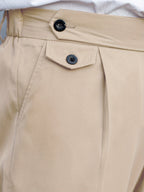 Tailored Trousers Beige Men's Straight-Leg Dress Pants – Office, Casual, Smart Everyday Wear
