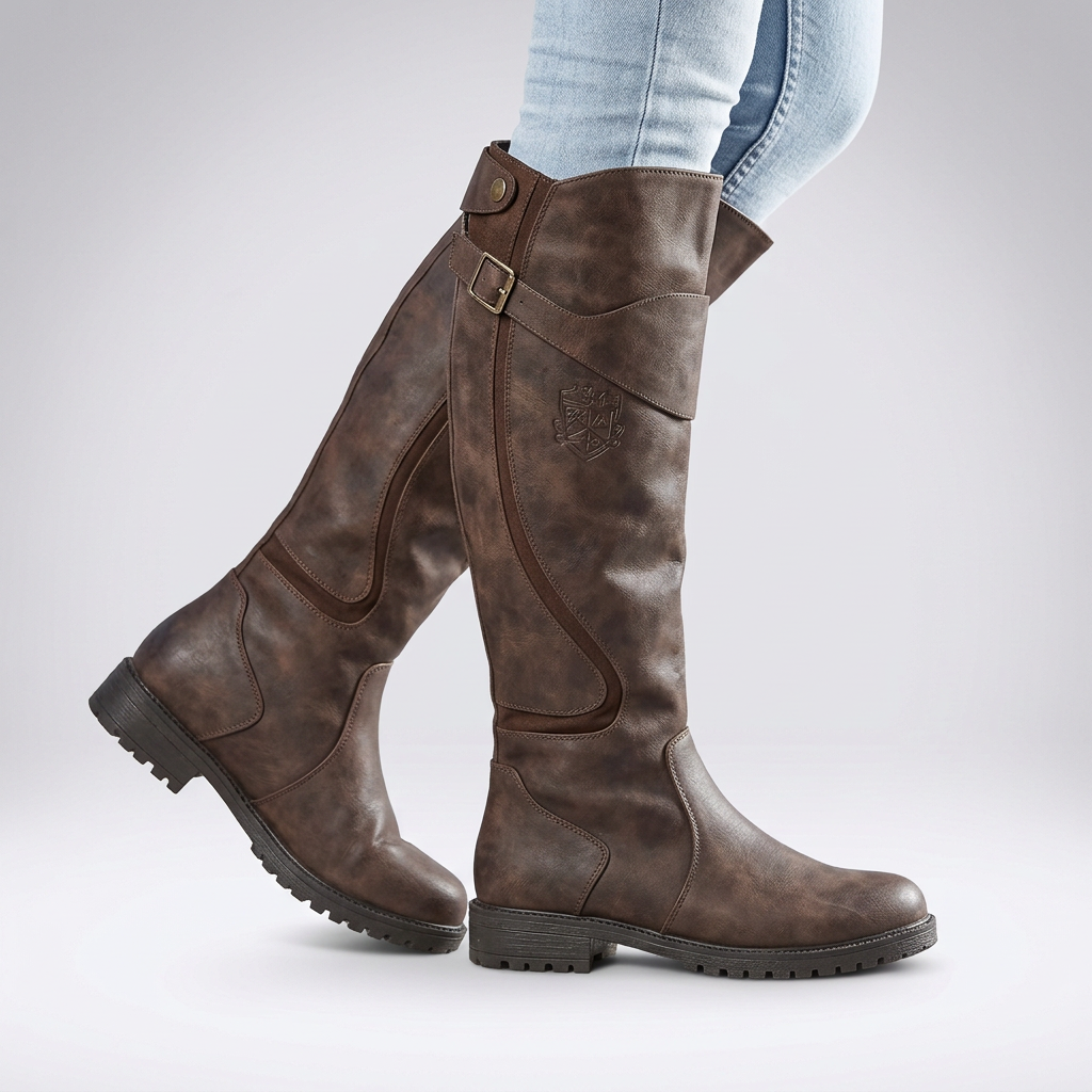 Tall Boots Faux Leather Olive Green Women's Knee-High Buckle – Casual, Office, Holiday, Gift