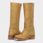 Tall Leather Riding Boots Dark Brown Women's Block Heel Knee-High – Casual, Office, Holiday