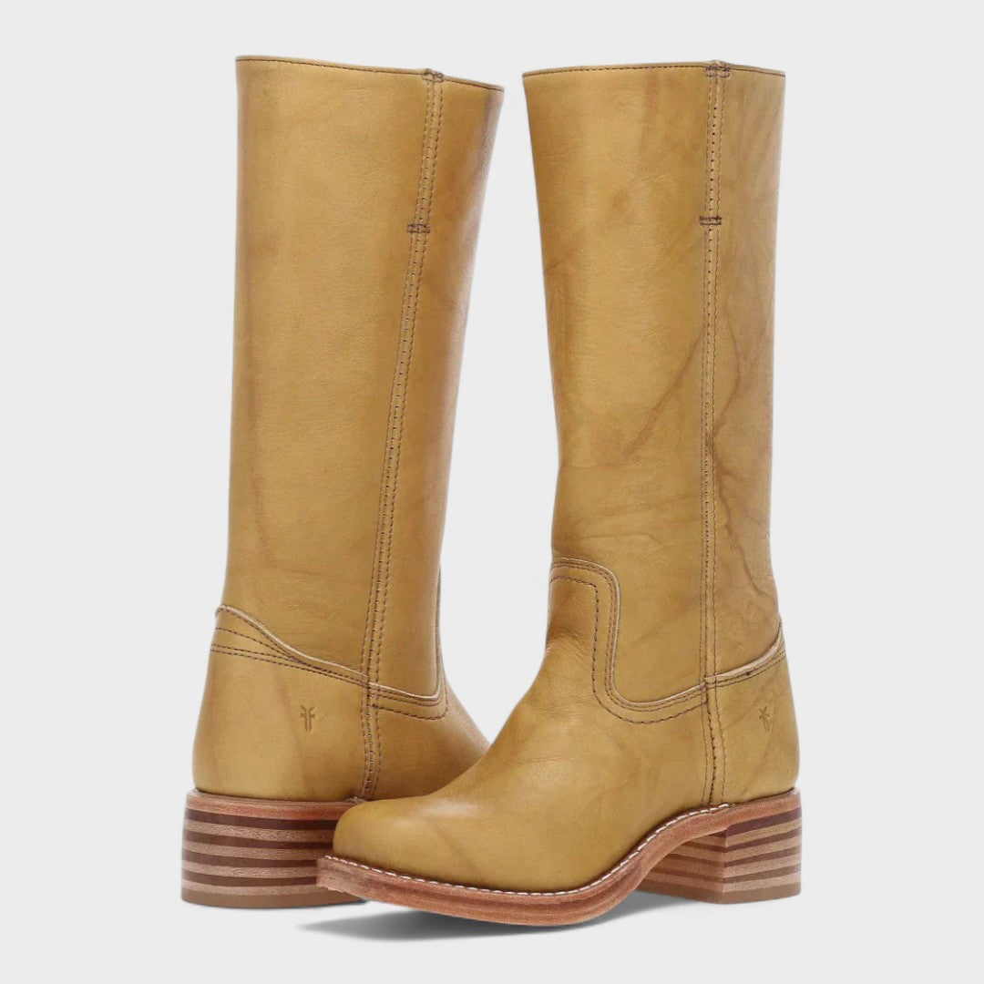 Tall Leather Riding Boots Dark Brown Women's Block Heel Knee-High – Casual, Office, Holiday